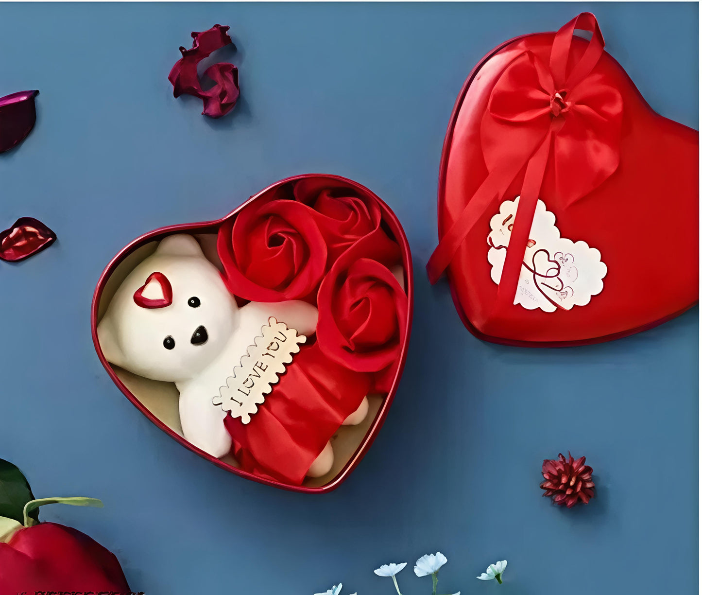VALENTINE GIFT AllforSales  Valentine Gift Combo Set for Couple - Teddy Bear, RED Rose, Message Bottle & Couple Rings